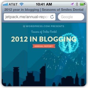 Screen Capture of WordPress year in blogging 2012